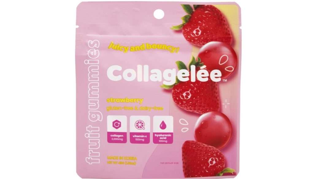 Collagelee Collagen Gummies - Marine Collagen Supplements with Vitamin C, Hyaluronic Acid, & Biotin for Moisturized, Youthful, Plump Skin - Korean Skincare (Strawberry)
