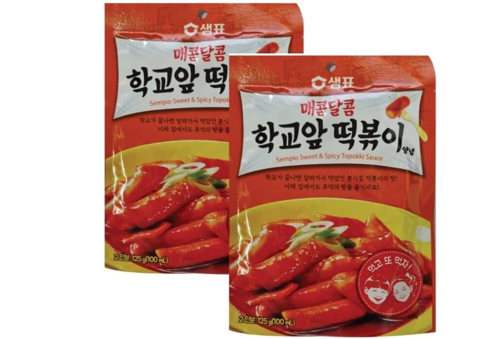 Korean Food Topokki(tteokbokki) Sweet & Spicy Sauce Ddeokbokki Stir-Fried Rice Cake Sauce 떡볶이, 125g x 2pack 