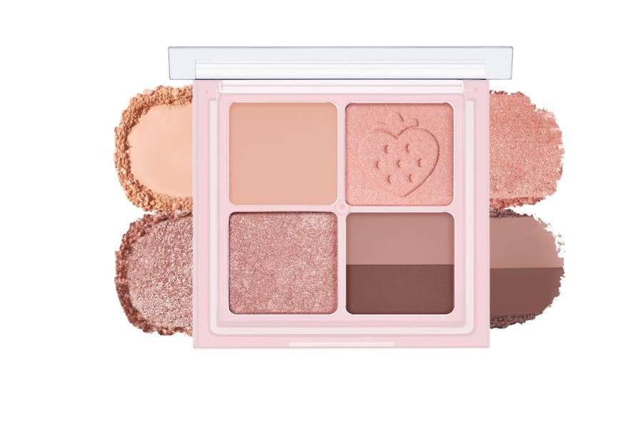 Peripera Ink Pocket Shadow Palette, Eyeshadow Quads, Creamy Formula, Blendable Matte & Shimmer Shades, Easy to Apply (008 STRAWBERRY IN MUTE, One Size) 