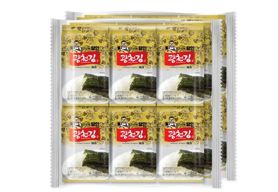 KIMNORI Kwangcheonkim Seasoned Seaweed Snacks – 24 Individual Packs Sheets Premium Natural Roasted Laver Nori 4g 0.14 Ounce 김 のり 海苔 紫菜
