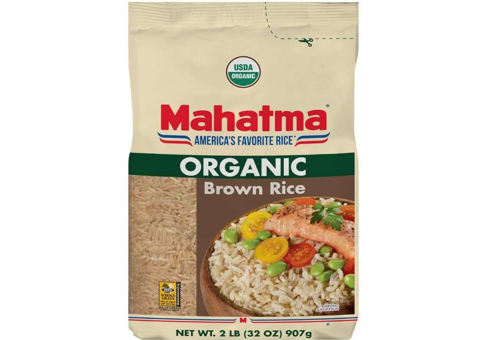 Mahatma Organic Brown Rice, 2-Pound Bag of Rice, Microwave Rice in 20 Minutes or Cook on Stovetop in 1 Hour
