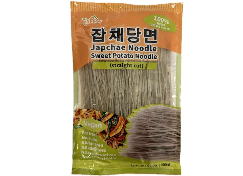 APEXY Sweet Potato Glass Noodles Straight Cut, Japchae Noodles, Korean Vermicelli Pasta, Fat-free and Gluten-free, 100% Sweet Potato Starch, No Additive, No Alum inside, 10.58oz (10.58 oz (Pack of 2))
