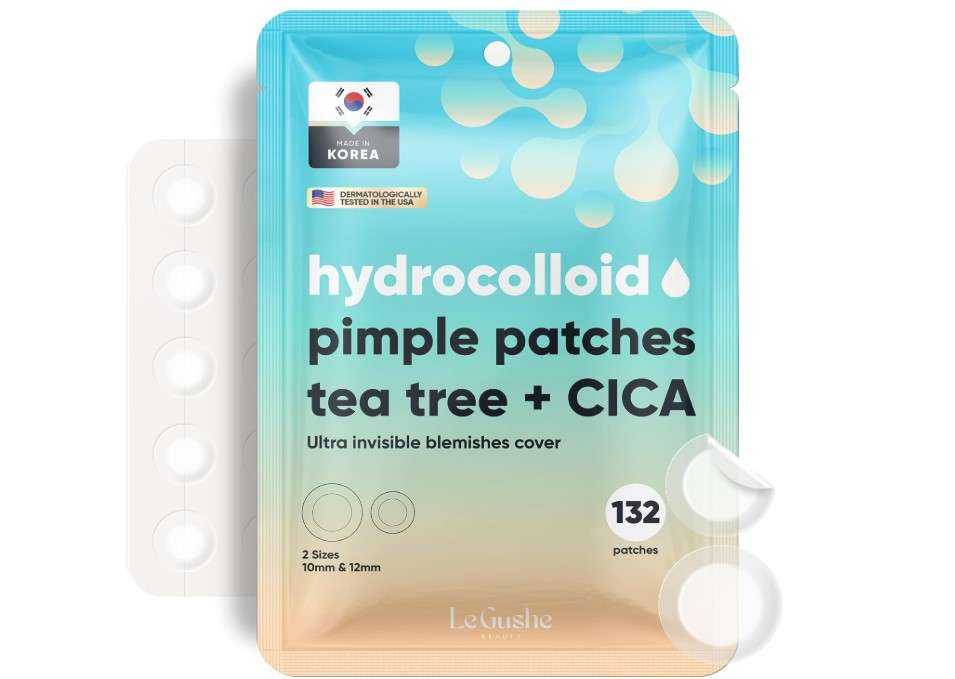 LE GUSHE Korean Pimple Patches for Face (132 Dots) - Hydrocolloid Acne Patches with Tea Tree Oil - Invisible Zit Stickers - Dermatologist Tested - Korean Skin Care

