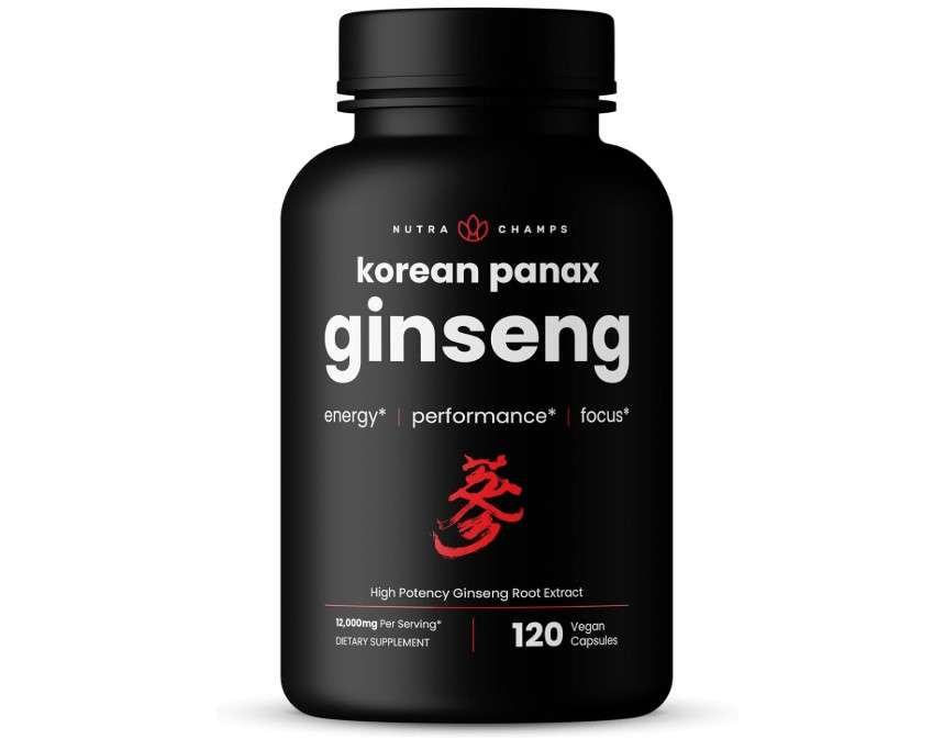 NutraChamps Korean Red Panax Ginseng Capsules | Extra Strength Ginsenosides for Energy, Focus, Performance, Vitality & Immune Support | Korean Ginseng Root Extract (120, Red) 