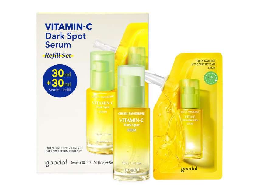 GOODAL Green Tangerine Vitamin C Serum - Advanced Version (2.02 Fl Oz (Pack of 2, Refill Included)) 