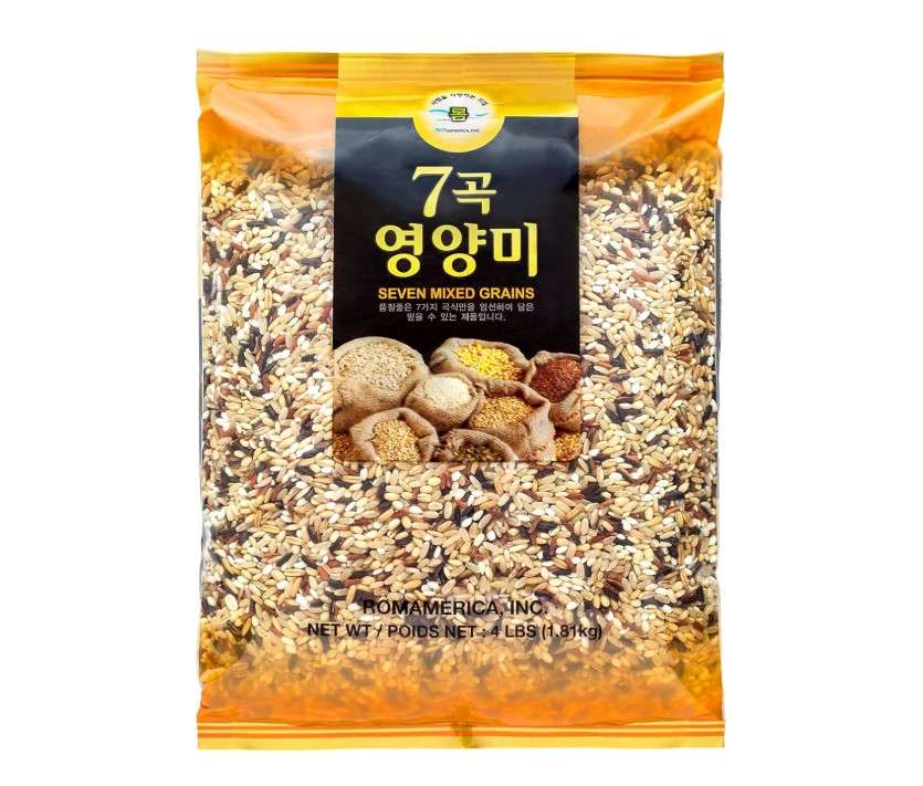 ROM AMERICA 7 Premium Healthy Mixed Grains Rice with Brown Rice, Wild Sweet Rice, Red Rice, Whole Barley, Oat, Brown and White Sweet Rice - 4 Pound (Pack of 1)
