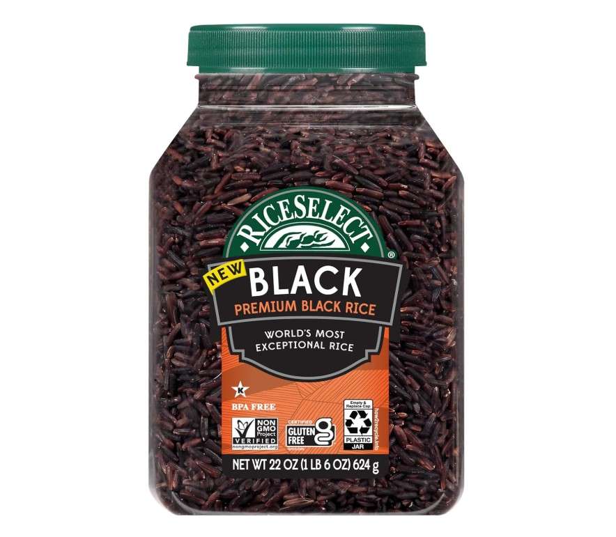RiceSelect Premium Black Rice, Whole-Grain, Gluten-Free, Non-GMO, and Vegan Rice, BPA-Free 22-Ounce Jar (Pack of 1)
