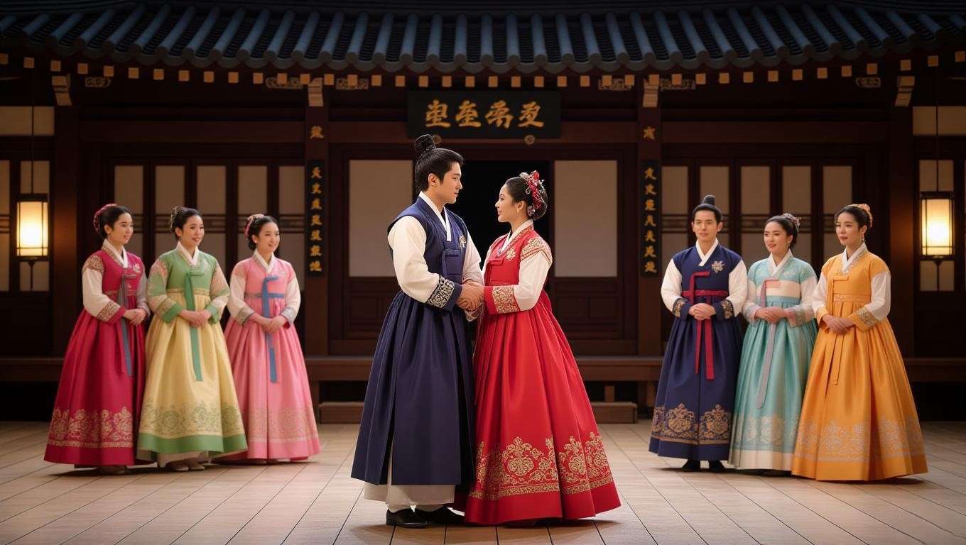 K-drama set with actors in hanboks reflecting Baek Se Hee’s influence
