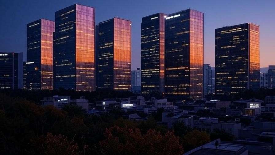Gangnam district skyline at dusk symbolizing beauty trends in South Korea.