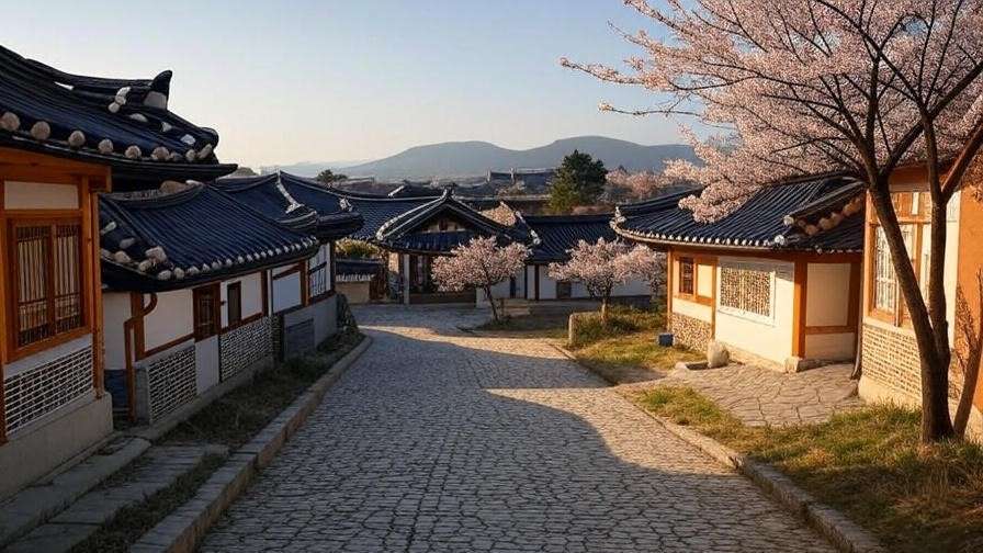 Panoramic view of Jeonju Hanok Village with Maisan Mountain in distance