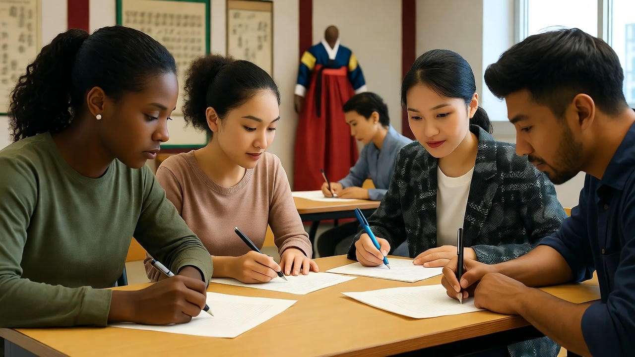 International students at Sookmyung University K-drama workshop