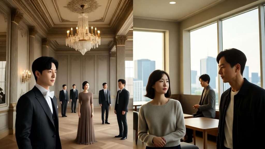 Evolving K-drama sets from chaebol mansion to modest café.