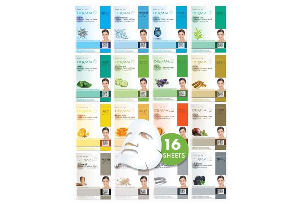 DERMAL Korean Collagen Face Mask – Hydrating & Soothing Sheet Mask with Panthenol – Hypoallergenic Calming Moisture Care for All Skin Types – 24 Combo Pack 