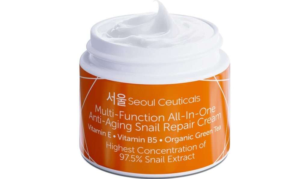 SeoulCeuticals Korean Skin Care 97.5% Snail Mucin Moisturizer Cream - K Beauty Skincare Day & Night Snail Repair Cream Filtrate Cruelty Free 2oz 