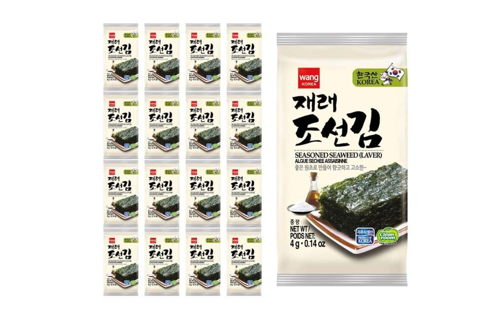Wang Korean Seaweed Snacks Original - Crispy Roasted Seaweed Sheets, Healthy Sea Weed Snack, Keto, Vegan, Gluten-Free - Pack of 24