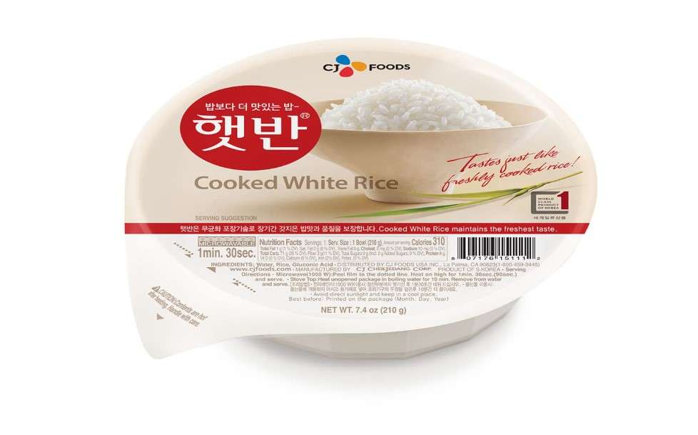 CJ Instant Rice: Cooked White Hetbahn, Gluten-Free & Vegan, Instant & Microwaveable, No Preservatives, Healthy & Delicious, 7.4 Ounce [12 Bowls] (Pack of 12)

