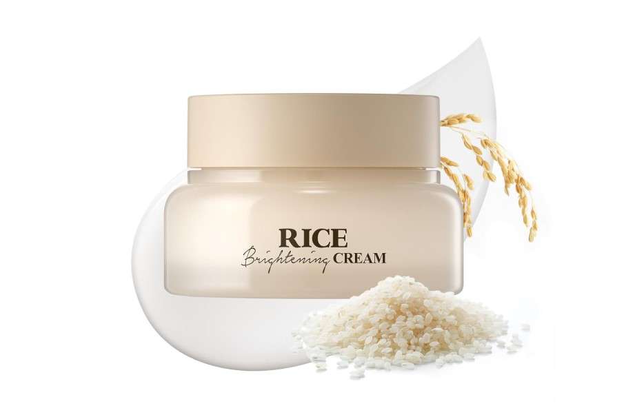 SKINFOOD Rice Brightening Cream, Korean Skin Care Face Moisturizer for Glow Glass Skin, Fermented Rice Water Milk, Replenishing, Whitening, Deep Hydrating, Dark Spot Correcting, Vegan, 60ml/2fl.oz.
