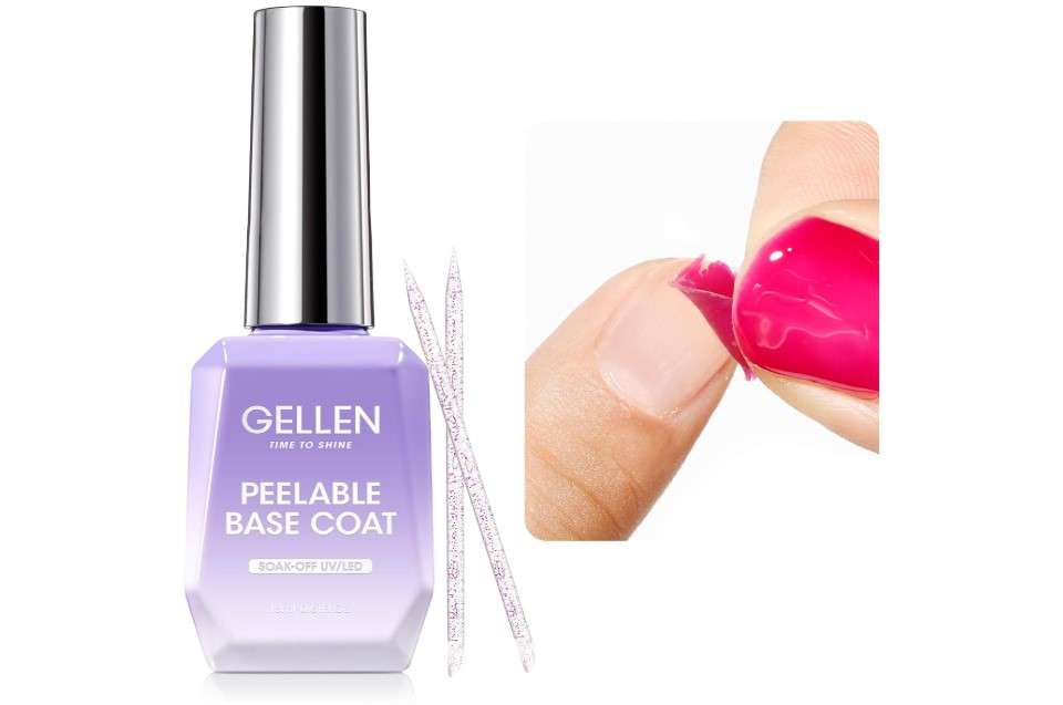 GELLEN Peel Off Base Coat, 18ml Peelable Gel Base Coat for Gel Nail Polish, UV LED Lamp Needed Clear Nail Polish without Soaking for Take off Nail Practice Beginners