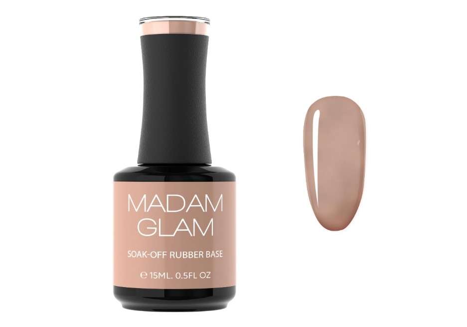 Madam Glam Rubber Base 15 ml UV/LED Gel Polish (Nude, 0.5 Fl Oz)