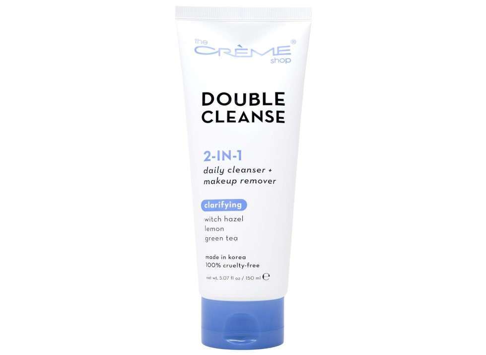 - Face Wash Double Cleanse By The Crème Shop 2 in 1 Facial Foam Cleanser | Witch Hazel + Lemon + Green Tea Daily Cleanser & Makeup Remover. 