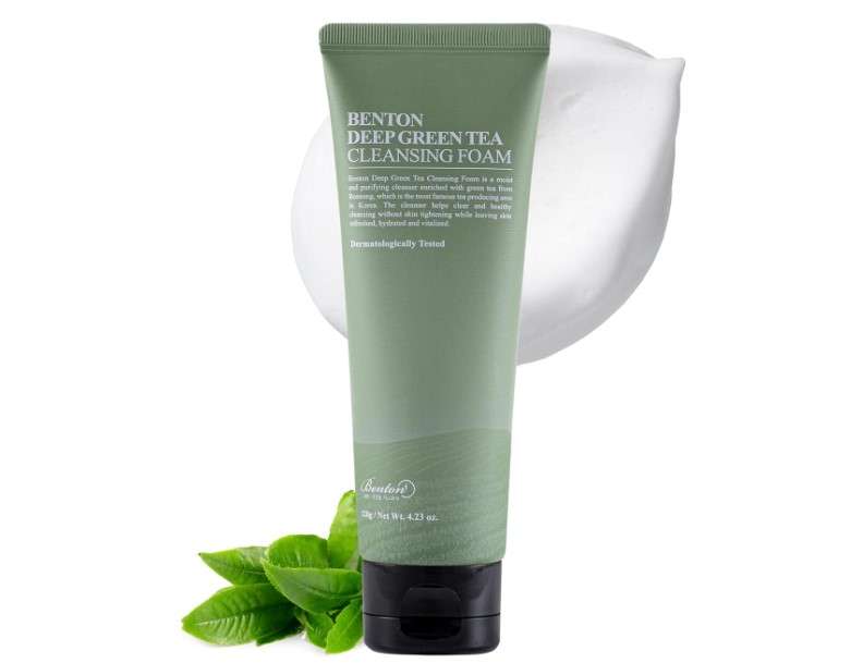 BENTON Deep Green Tea Natural Face Wash (4.23 oz.) - Hydrating and Gentle Facial Cleanser for Various Skin types, Korean Foaming Facial Cleanser 