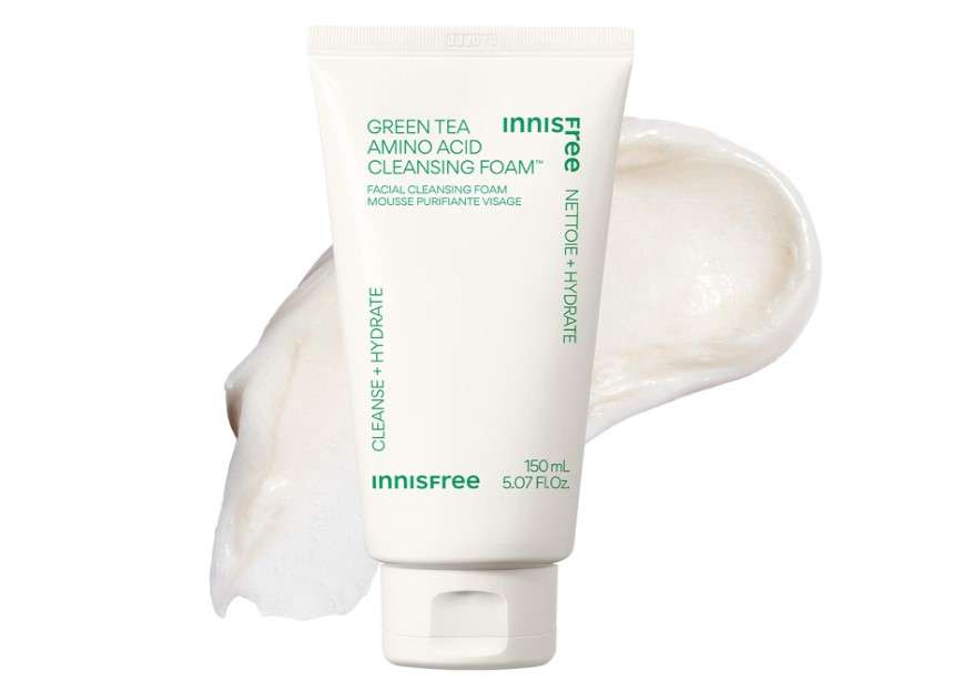 innisfree Green Tea Amino Acid Cleansing Foam, Sulfate-Free Hydrating Korean Face Wash, Gentle Lather, pH-Balanced Skincare 