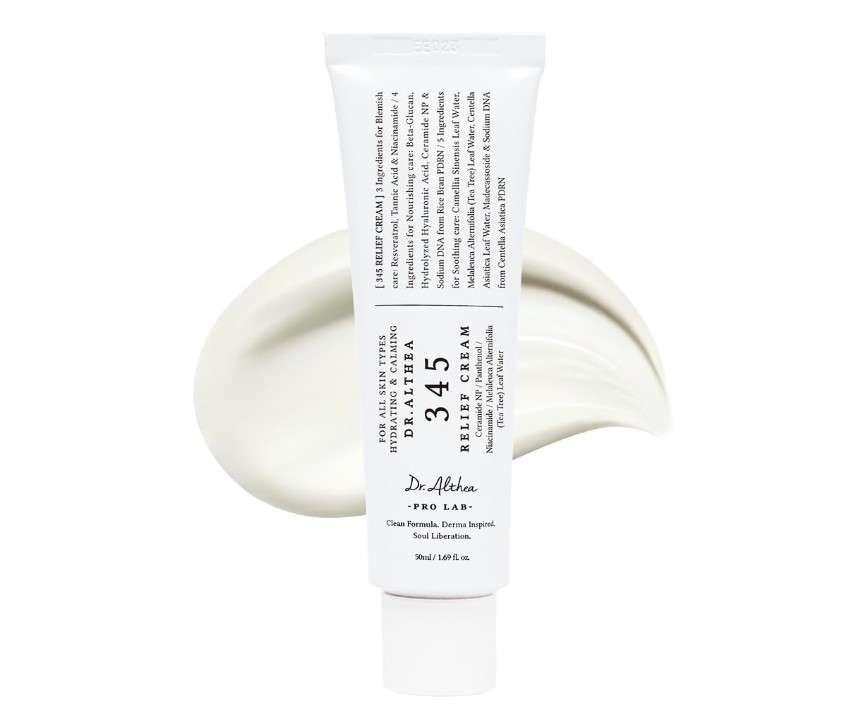 Dr.Althea 345 Relief Cream | Moisturizer for Soothing Recovery and Blemish Care with Tea Tree Leaf Water & Niacinamide | Korean Vegan Skin Care for All Skin Types, 1.69 Fl Oz (Ver.2 - Pack of 1)