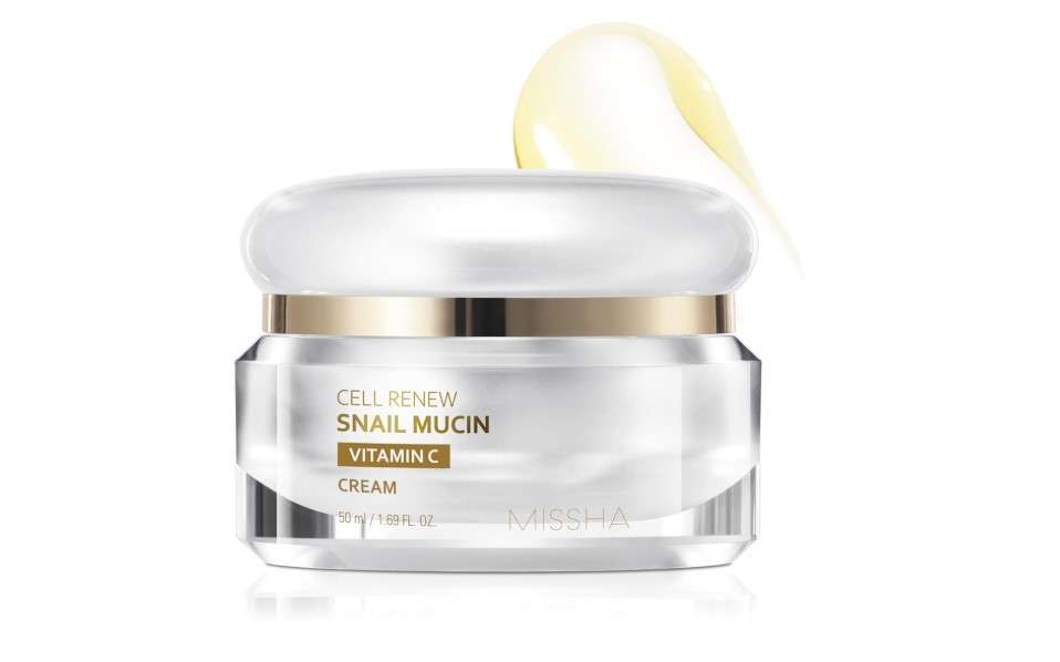 MISSHA Cell Renew Snail Mucin Vitamin C Cream 1.69 Fl oz, Hydrating Snail Mucin, Korean Skin Care for Improved Skin Texture & Youthful Glow, Korean Moisturizer, Kbeauty, Paraben Free 