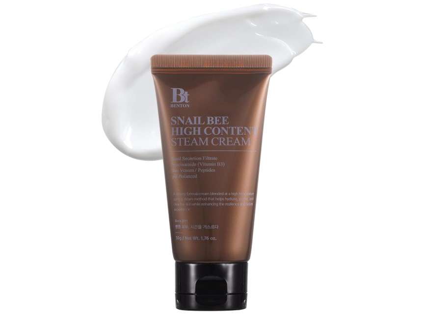 BENTON Snail Bee High Content Steam Cream - Snail Mucin Moisturizer with Bee Venom & Niacinamide | Korean Skin Care Products For Dry & Sensitive Skin | Hydrating Face For Women (1.76 oz.) 