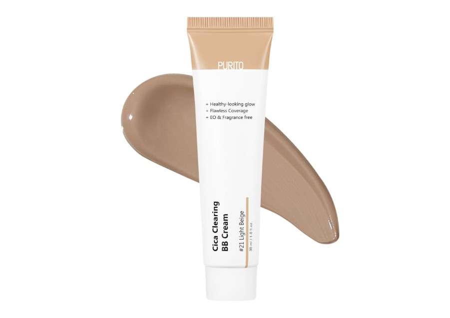 PURITO Cica Clearing BB Cream #21 Light Beige 1 fl.oz / 30ml, Vegan bb cream, tinted