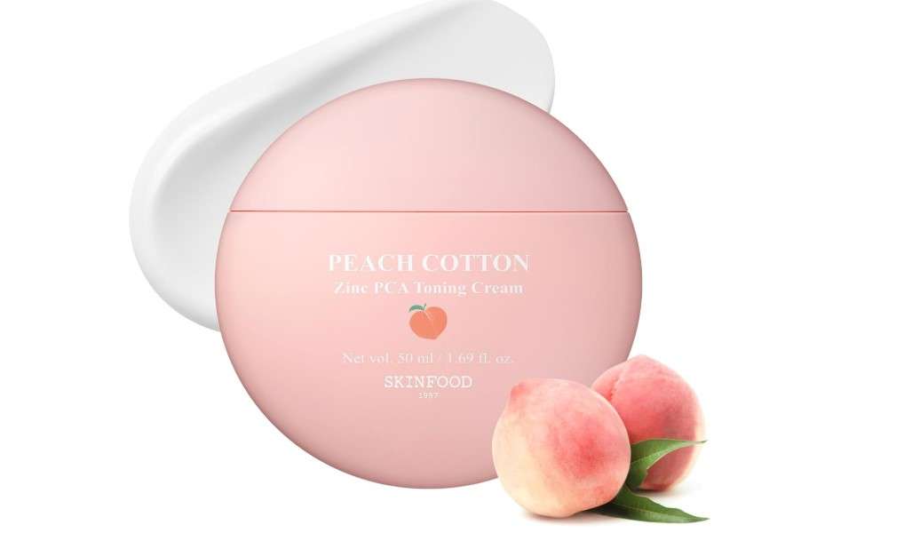 SKINFOOD Peach Cotton Zinc PCA Tone Up Cream, Korean Tinted Moisturizer for Face and Body, Dewy and Matte Skin Tint, Skin Care Makeup for Color Correcting, Sheer Cover, Blurring (1.69 fl. oz.)