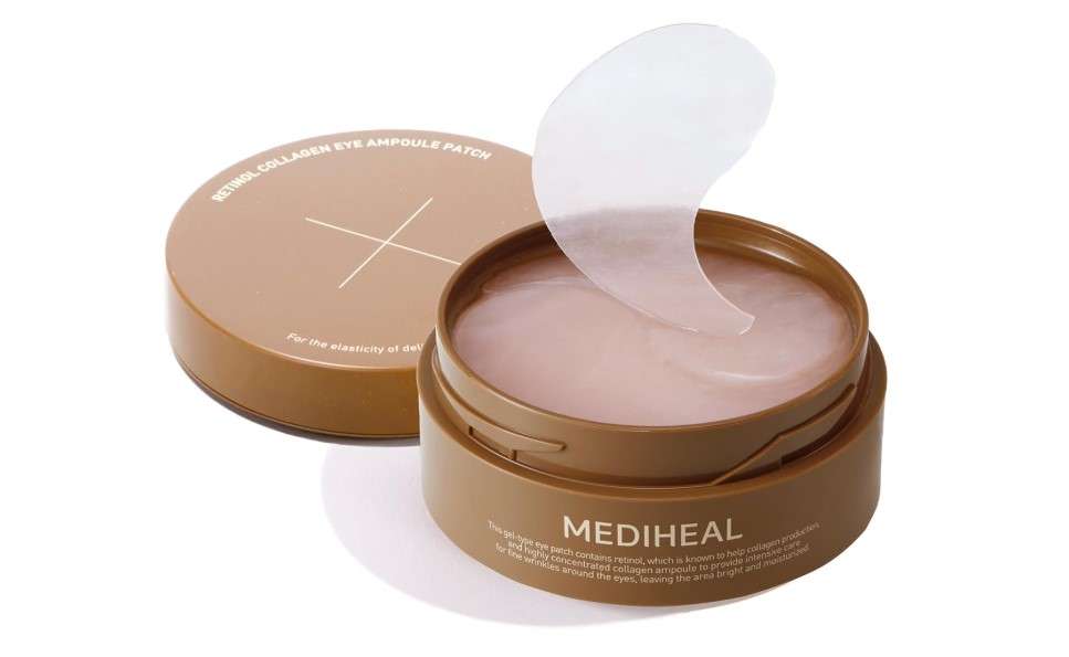 Mediheal Retinol Collagen Under Eye Patches - Korean Hydrogel Eye Pads (60 patches) with 95% Retinol & 5 Micro Collagen. Nourishing & Non Irritating Eye Gel Mask. Sealing Cap & Spatula Included.