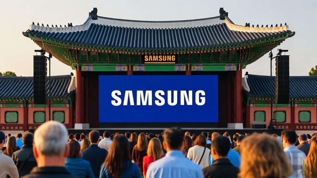 Samsung-sponsored cultural event in South Korea with traditional and modern elements.