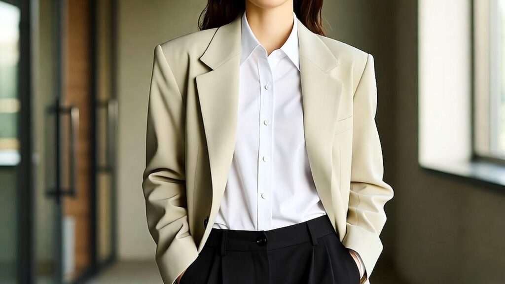 Minimalist chic outfit from K-dramas like It's Okay to Not Be Okay for top Korean fashion trends.