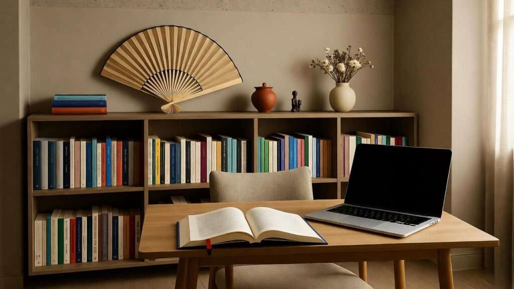 Learning space with books and Korean cultural items