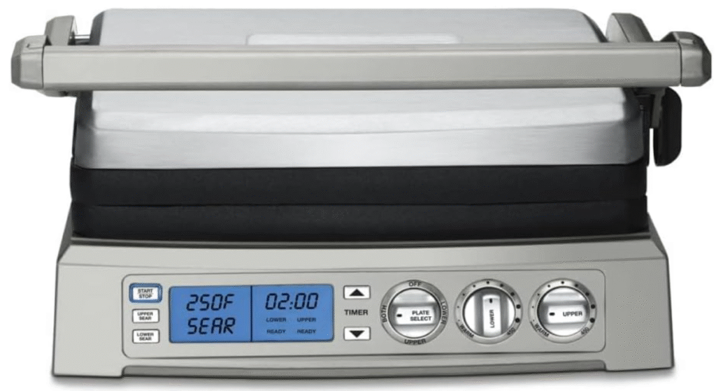 Cuisinart 6-in-1 Elite Griddler, Electric Grill, Griddle & Top Melt, 500°F Temperature Sear Function, LCD Screen, Dishwasher-Safe Cooking Plates, GR-300WSP1, Stainless Steel