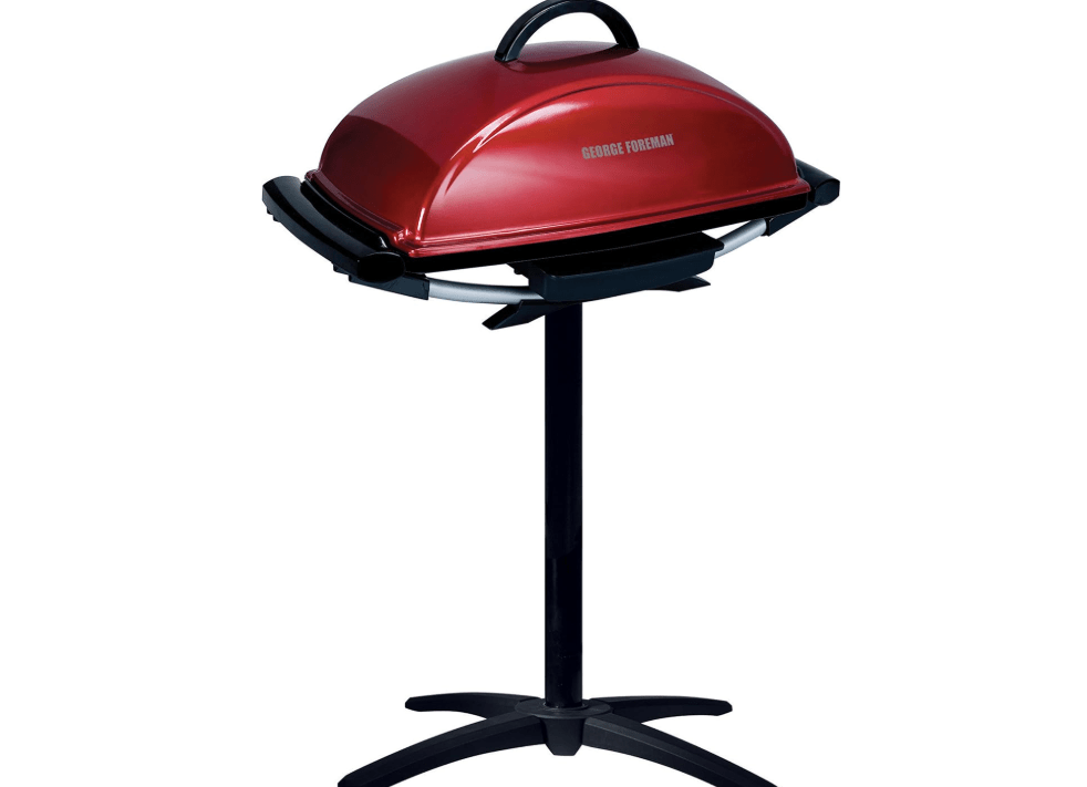 George Foreman Indoor Outdoor Electric Grill, Non-Stick Grill Griddle Plate, Healthy Grilling Drip Tray Reduces Fat, Portable Barbeque