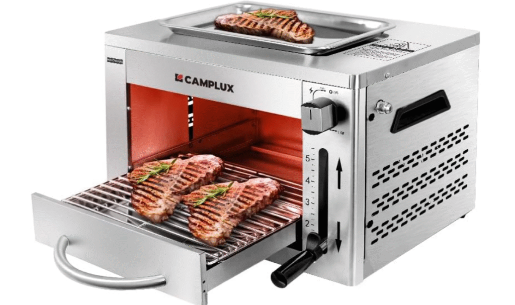 Camplux Propane Infrared Steak Grill,1600℉ Fast Efficient Heating Outdoor Portable Gas Grill with Vertical Cooking,Stainless Steel Single Burner Propane Gas Grill,Perfect for Steak,Ribeyes,Picnic,BBQ