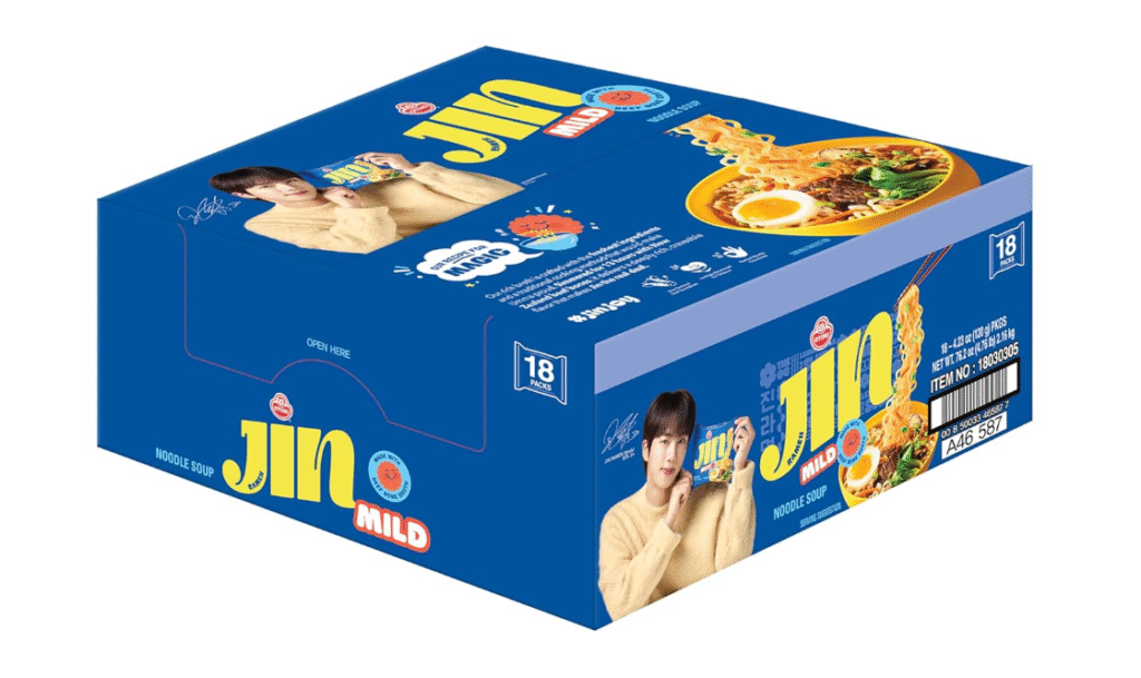 OTOKI Jin Ramen MILD, BTS Jin & JIN RAMEN edition without BTS Jin Sticker, Authentic Korean Instant Noodles, Rich and Savory Beef Broth, Quick and Easy Meal 4.23 oz x 18 Pack (1 Box) (PACK OF 18, MILD)