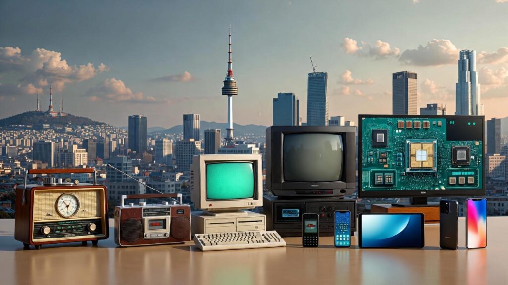 Evolution of South Korean electronics companies from post-war era to global dominance in tech innovation