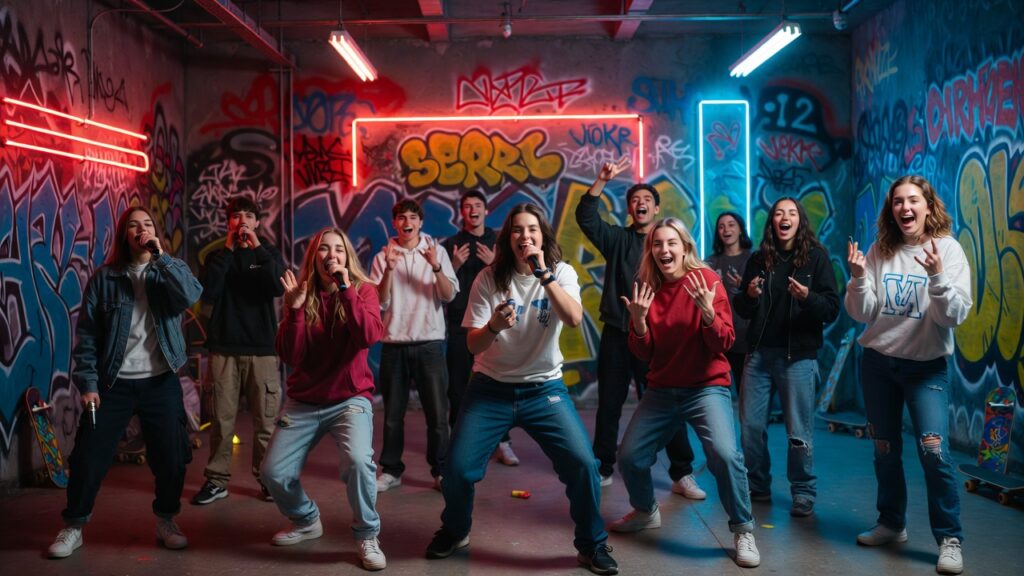 Graffiti-filled street style birthday party with rap battles inspired by Stray Kids for Kpop theme birthdays.