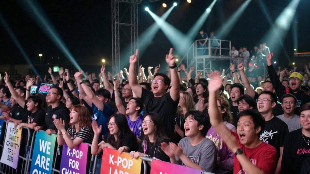Global Kpop fans celebrating iconic moments in charity and history.