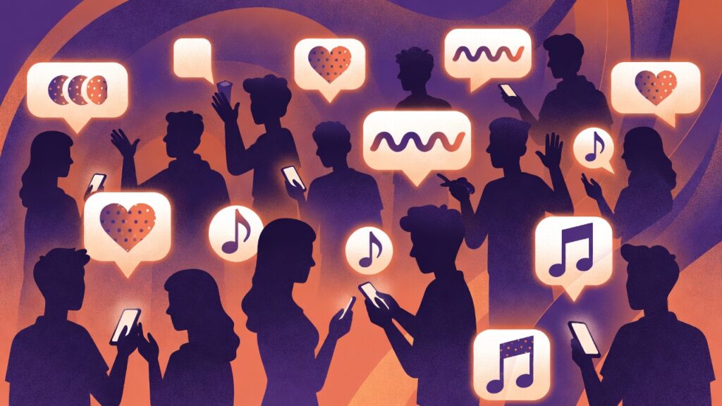 Vibrant depiction of K-pop fans connecting through SEVENTEEN MBTI insights