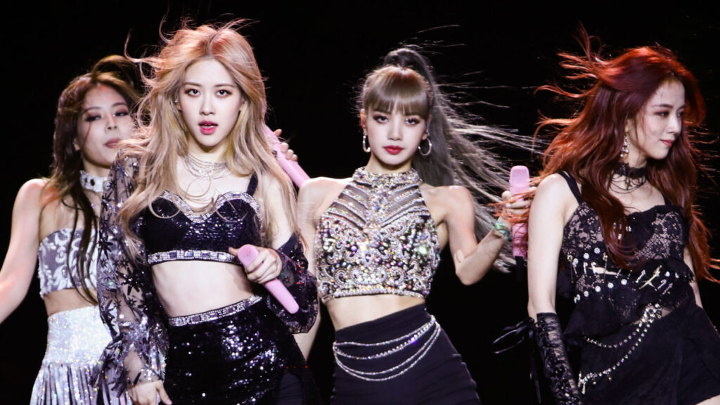 BLACKPINK members performing fierce choreography on stage for 2026 DEADLINE comeback