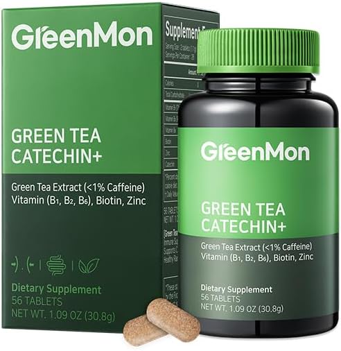 Green Tea Catechin+ - Contains Catechin 300mg, Aloe Vera Extract Powder, Vitamins, Biotin for Dietary and Health Supplement (56 Tablets / 28 Days Serving)