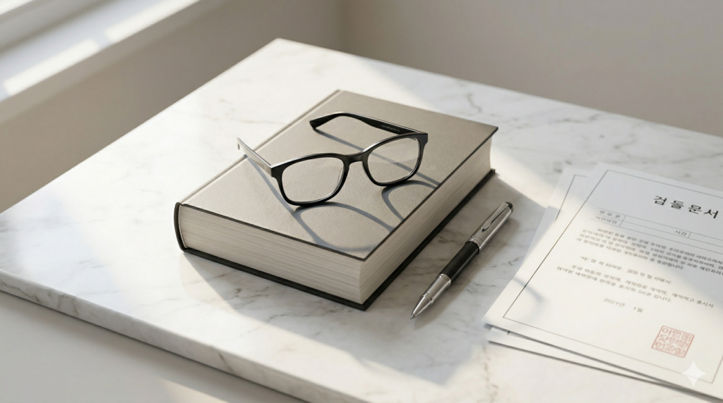 Open Korean law book and glasses representing frequently asked questions about South Korea liability laws