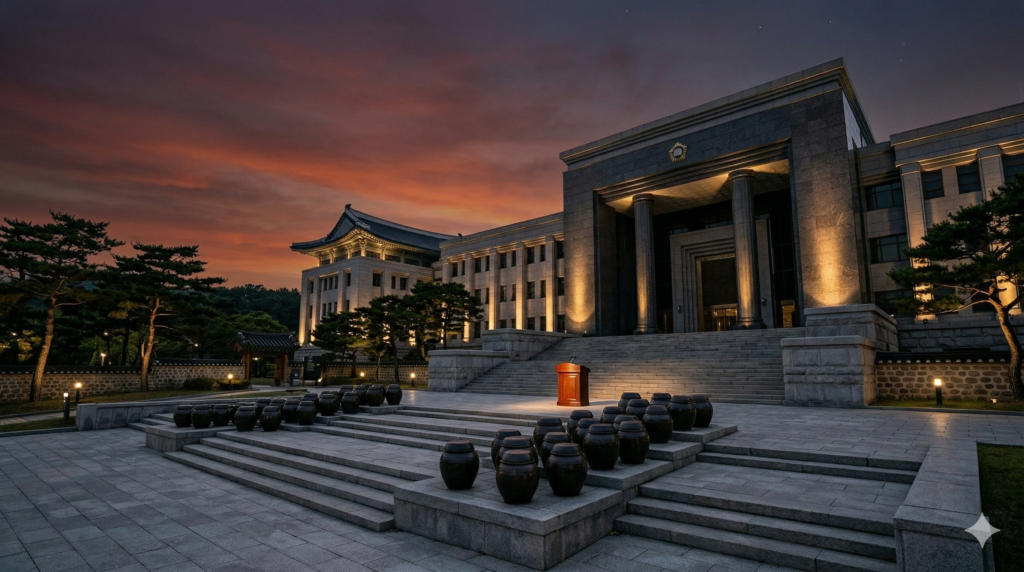 South Korean government building at dusk representing landmark real-world liability cases that shaped Korean law