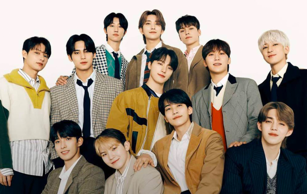 Seventeen Members together posing