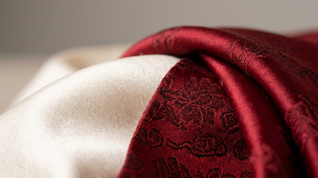  Close-up of luxurious Korean silk myeongju fabric texture