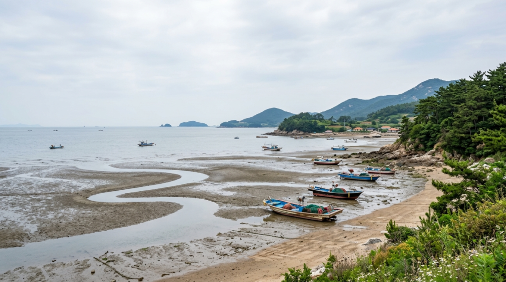 Quiet Yellow Sea coastline near Daesan, South Korea
